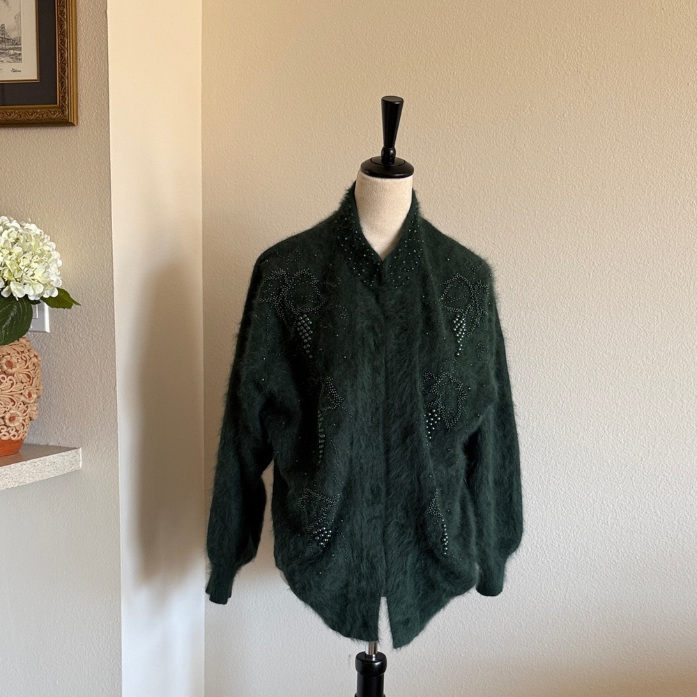 Emerald Green Angora Cardigan